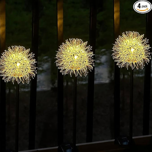 GUOCHENG Dandelion Solar Garden Lights, 4 Pack Solar Metal Dandelion Light, Waterproof Firefly Lights Outdoor for Garden Patio Yard Pathway, Gifts for Women Mother's Day(4pack) GUOCHENG