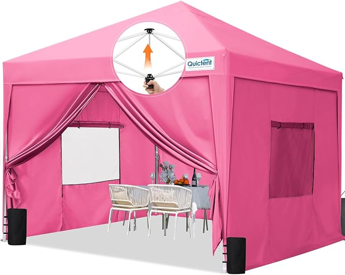 Quictent Privacy 8x8 Pop up Canopy Tent with Sidewalls and Roll-up Ventilated Windows, One Person Easy Setup, Outdoor Commercial Gazebo Shelter Enclosed Waterproof, Bonus 4 Sandbags QUICTENT