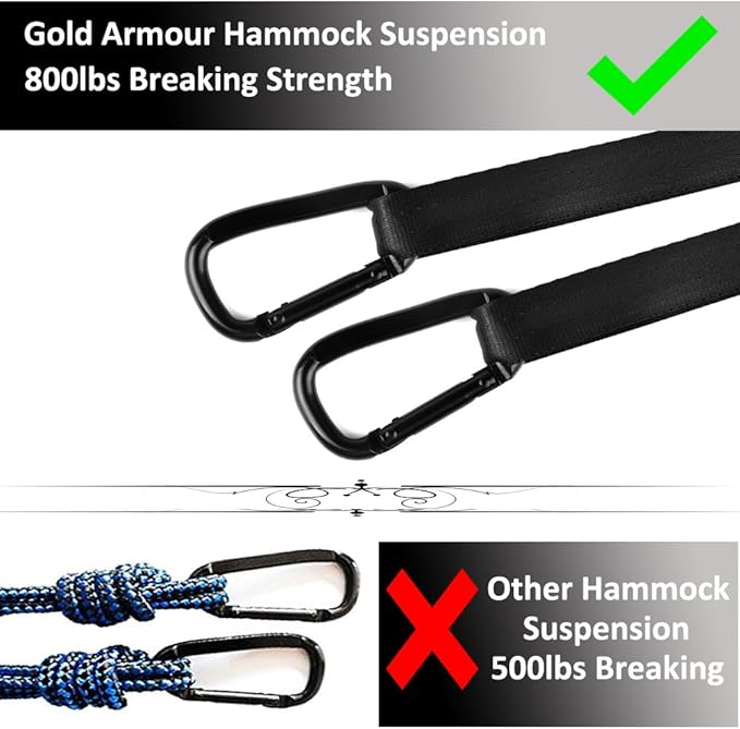 Gold Armour Camping Hammock - XL Double Hammock Portable Hammock Camping Accessories Gear for Outdoor Indoor with Tree Straps, USA Based Brand (Purple and Orange) GoldArmour