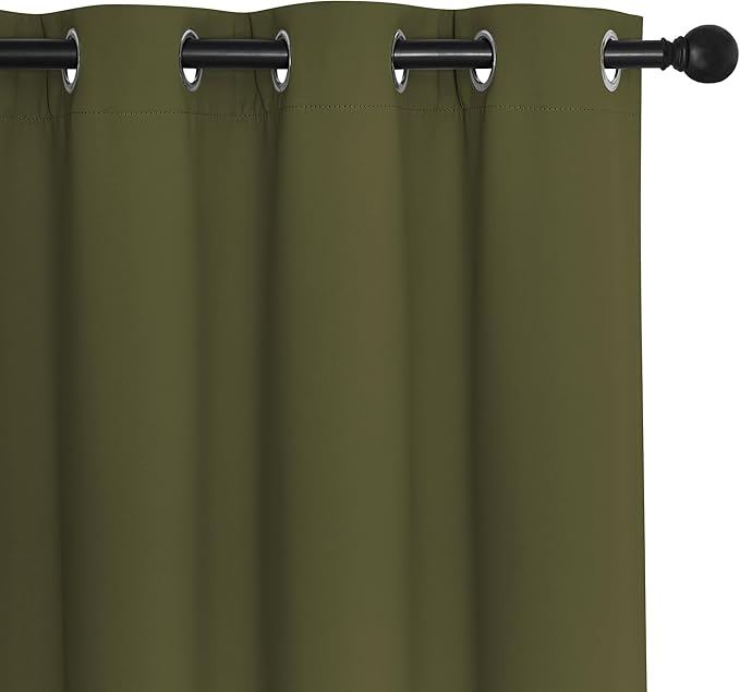 NICETOWN Room Divider Curtain 132 Inches Long, Wide Blackout Sliding Door Curtain for Bedroom, Room Darkening Privacy Window Curtain for Patio Door (1 Panel Set, Olive Green, 80 x 132 Inch) NICETOWN