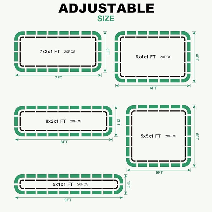 1MORE Raised Garden Bed -8X2X1 Galvanized Planter Box for Outdoor Gardening,5 in 1 Modular Raised Bed Kit with Protective Tape, Gloves for Herb,Ideal for Vegetables and Plants.Green-2pack 1MORE