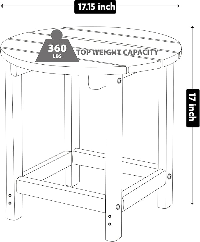 LZRS Round Adirondack Patio Side Table End Table, Outdoor Side Tables for Patio, Backyard,Pool, Indoor Companion, Easy Maintenance & Weather Resistant(Orange) LZRSPET