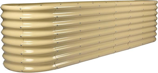 Land Guard 8×2×2ft Galvanized Raised Garden Bed Kit, Raised Garden Boxes Outdoor, Oval Metal Raised Garden Beds for Vegetables,Cream Yellow LandGuard