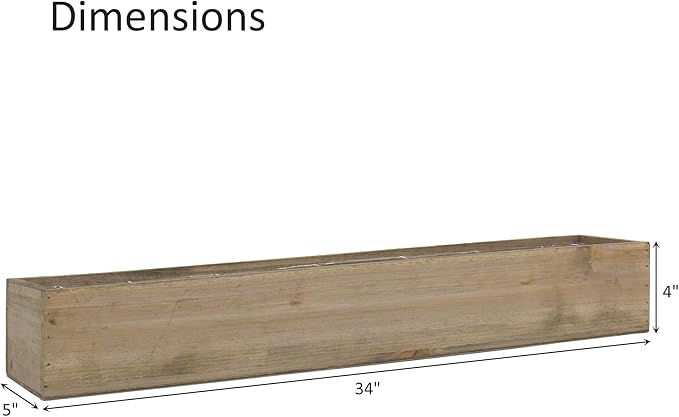 CYS EXCEL Rectangle Wood Planter Box with Removable Plastic Liner (H:4" Open:34"x5") | Multiple Size Choices Wood Rectangular Planter | Indoor Decorative Window Box CYSEXCEL%C2%AE