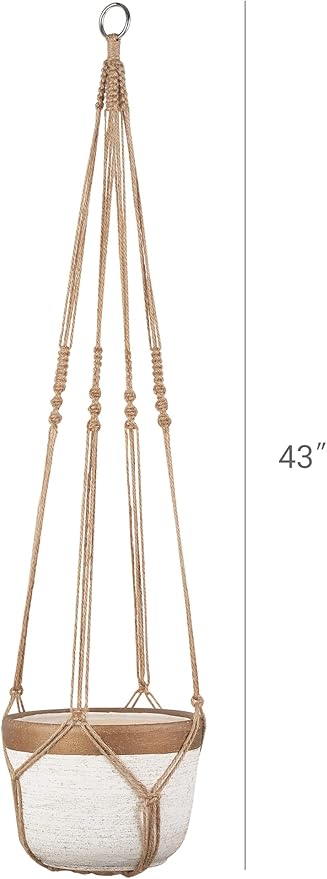 Dahey Macrame Plant Hanger Indoor Outdoor Hanging Planter Basket Large for up to 12" Pot Handmade Woven Cotton Rope Flower Pots Holder for Boho Home Decor, 43 Inch, Set of 2, Brown Dahey