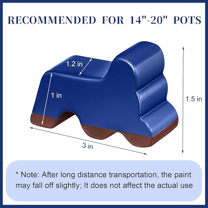 Kigeli 6 Pcs Resin Garden Pot Feet for Outdoor Planters 3 Inch Long 1.5 Inch Tall Flower Handmade Elevator Plant Feet Frost Proof Lifter for 14-20 in Pot(Royal Blue) Kigeli