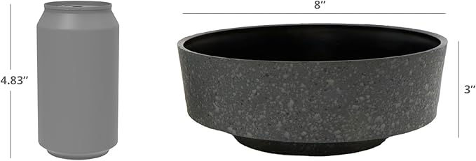 The HC Companies 8 Inch Round Plastic Succulent Capri Bowl 8"x8"x3" in Faux Concrete Color with Copper Band TheHCCompanies