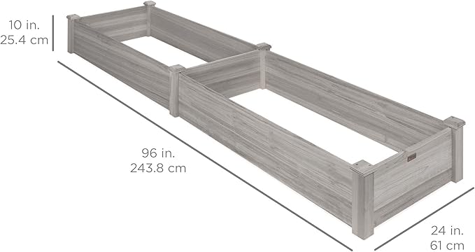 Best Choice Products 8x2ft Outdoor Wooden Raised Garden Bed Planter for Vegetables, Grass, Lawn, Yard - Gray BestChoiceProducts