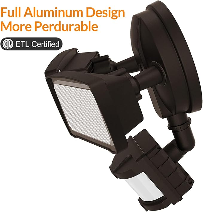 LEPOWER 30W LED Security Lights Motion Sensor Light Outdoor, 3200LM Motion Security Light, 5500K, IP65 Waterproof, 2 Head Motion Detector Flood Light for Garage, Yard, Porch, Brown (NOT Solar Powered) LEPOWER