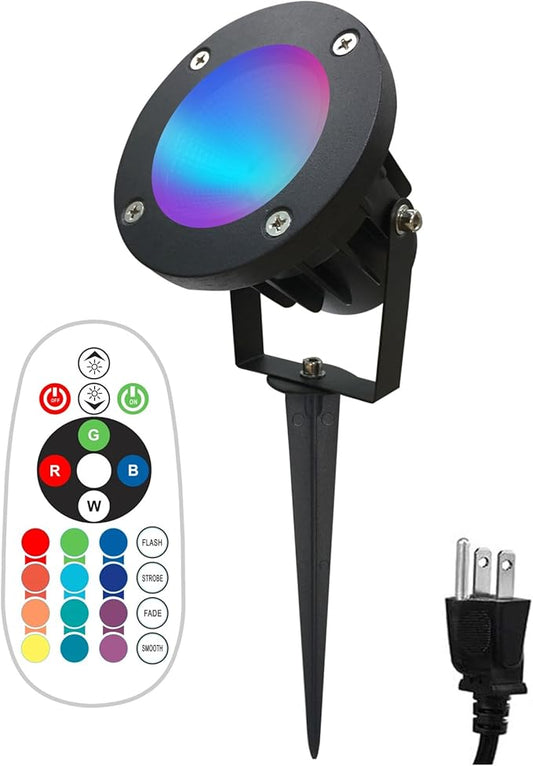 TOVEENEN 25W Color LED Outdoor Landscape Spotlight - Waterproof RGB Spot Lights for Yard Tree House Halloween Christmas, Dual Mode, 120V 25W TOVEENEN