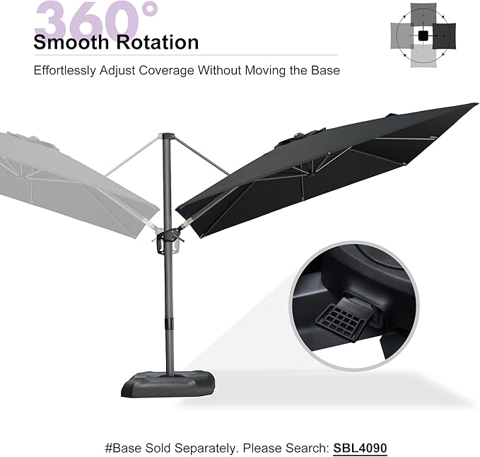 PURPLE LEAF 9 Feet Patio Umbrella Outdoor Cantilever Square Umbrella Aluminum Offset Umbrella with 360-degree Rotation for Garden Deck Pool Patio Black PURPLELEAF