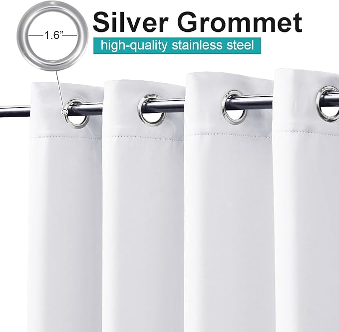 NICETOWN Outdoor Curtainch for Patio Waterproof 84 inch Wide, Thermal Insulated Rustproof Grommet UV Blocking Cabana Curtainch & Drape, Privacy Safe Shade for Gazebo, Pure White, 1 PC, 95-Inch Long NICETOWN
