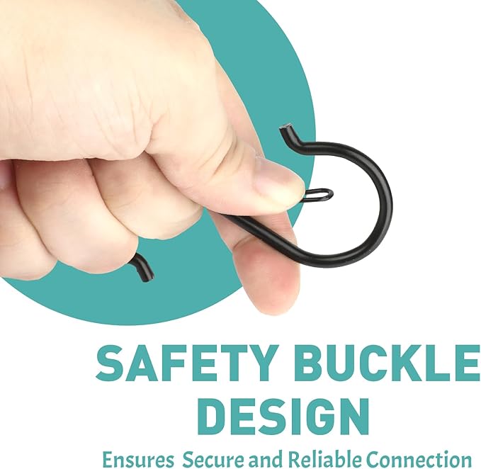 12 Pcs S Hooks for Hanging Heavy Duty, 3.5-inch Heavy Duty Metal S Hook with Safety Buckle, Suitable for 0.5 inch Rods, S Hook for Hanging Plants, Closet, Kitchen Utensil, Pot, Pan, Bags Welcometobuy%EF%BC%81