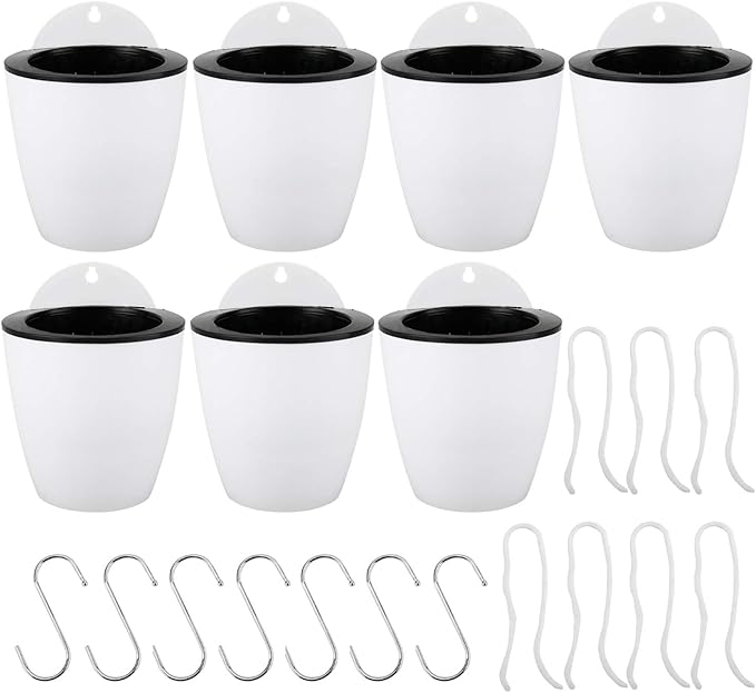 Homend 7 Pack Self Watering Hanging Planters, L Size, Suitable for Indoor or Outdoor Use, Durable and Great for Gifting DasMarine