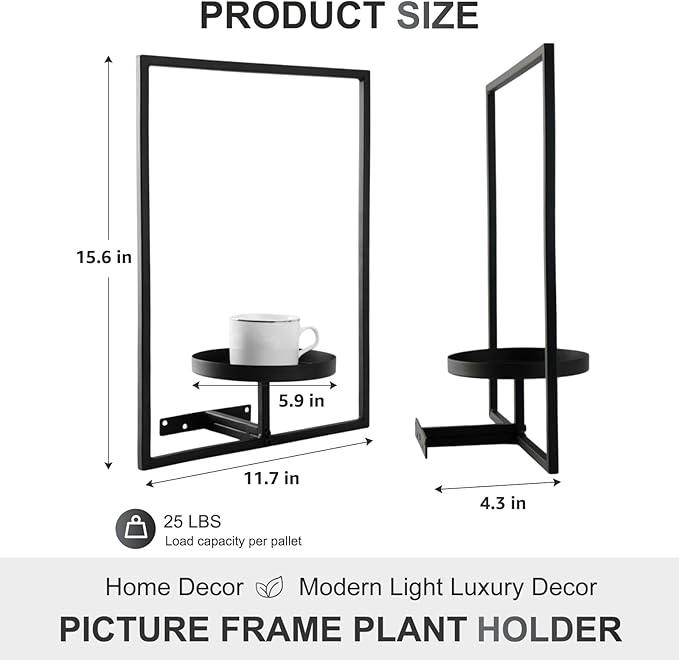 Sisher Plant Stand Indoor Outdoor,Window Plant Shelf Picture Frame Wall Plant Stand Metal Wall Plant Shelf Ease of Assembly Modern Style for Home Decor (Square 2-pack) GetHightQualityBeddingComforterSetforYourRoom