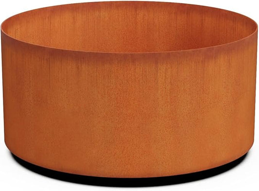 Plantercraft Large Round Planters for Outdoor Plants | 24" Dia x 12" H Corten Steel Planter | Extra Large Outdoor Planters & Metal Raised Garden Bed for Patio or Landscape Plantercraft