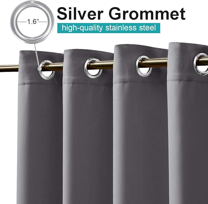 NICETOWN 2 Panels Waterproof Patio Outdoor Curtains 95 inches Long, Thermal Insulated Sun & Heat Blocking Privacy Blackout Extra Wide Outdoor Indoor Window Drapes for Porch/Garage, Grey, W84 x L95 NICETOWN