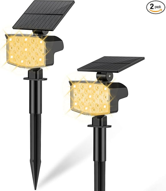 Solar Spot Lights Outdoor Waterproof Adjustable Solar Powered Landscape Lights for Yard 3 Long Time Lighting Modes Spotlights for Pathway Garden Outside Wall Pool Porch- 2 Pack, Warm White NACINIC