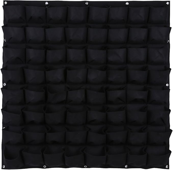 Ogrmar 64 Pockets Vertical Wall Garden Planter Plant Grow Bag for Flower Vegetable for Indoor/Outdoor (64 Pockets, Black) Ogrmar