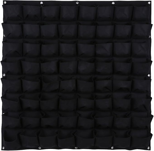 Ogrmar 64 Pockets Vertical Wall Garden Planter Plant Grow Bag for Flower Vegetable for Indoor/Outdoor (64 Pockets, Black) Ogrmar