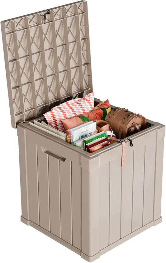 DRATO 50 Gallon Deck Box, Outdoor Storage Box for Patio Cushion, Garden Tools, Waterproof Patio Storage box, Lockable (Gray，50 Gallon) DRATOprovidesawarmandcozy