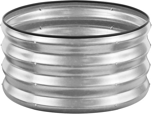 GreatBuddy 2x2x1 ft Round Galvanized Raised Garden Bed, Easy-Assembly Raised Bed with Anti-Cut Gloves & Tools, Rust-Proof Garden Bed for Outdoor, Vegetables, Herbs, Small Trees, Silver GreatBuddy