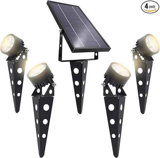 Solar Outdoor Spotlight Legacy 50X 4PK, Garden Landscape Yard Pathway Light, IP65 Waterproof, Warm White LED, Black Finish SolarLightMart