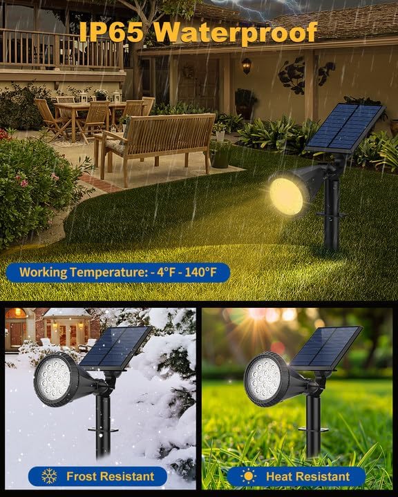 Solar Spot Lights Outdoor, 8 Pack Outdoor Solar Lights for Yard, 4 Lighting Mode Solar Landscape Spotlights with Auto On/Off, 2-in-1 Waterproof Wall Lights for Garden, Walkway (Warm White) FratinkSolarLights