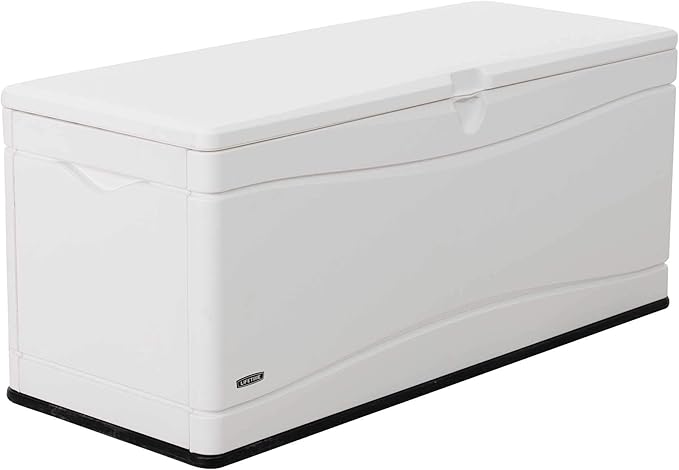 LIFETIME Outdoor Storage Deck Box, 130 Gallon, Arctic White, Lockable, UV-Protected, for Decks and Marine Docks Lifetime
