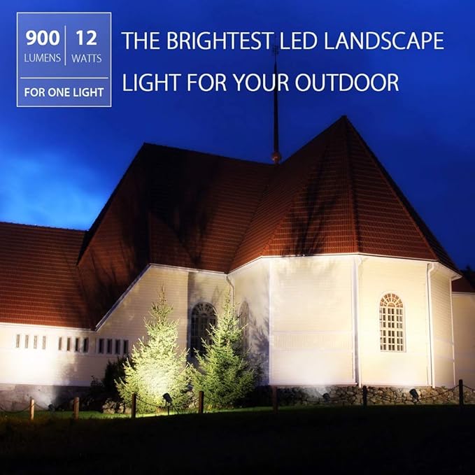 SUNVIE Outdoor Landscape LED Lighting 12W Waterproof Garden Lights COB Led Spotlights with Spiked Stand for Lawn Decorative Lamp US 3- Plug 3000K Warm White (2 Packs) SUNVIE