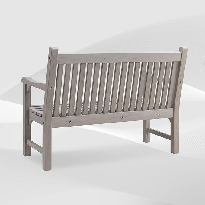 Psilvam Garden Bench, 2-Person Poly Lumber Patio Bench, All-Weather Outdoor Bench That Never Rot and Fade, Memorial Bench, Suit for Garden, Porch and Park(Grey) PsilvamGardenFurniture