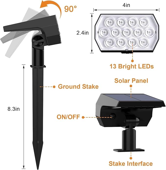 WELALO Solar Color Changing Spot Lights Outdoor, Waterproof Solar Halloween Lights, 7 Modes Multicolor RGB Landscape Spotlight for Garden Yard Driveway Lawn Patio Pathway Christmas Decorations 10 Pack WELALO