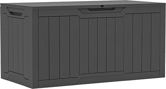 YITAHOME 100 Gallon Resin Deck Box, Weather Resistant Outdoor Storage Box, Lockable Indoor Outdoor Storage for Supplies and Essentials, Dark Gray YITAHOME