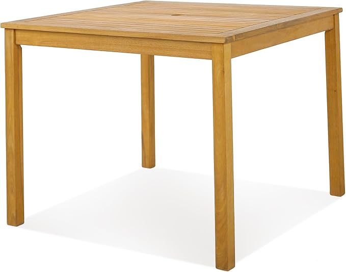 Tangkula 36" Square Outdoor Dining Table, Acacia Wood 4-Person Patio Dining Table with 1.9" Umbrella Hole, Farmhouse Patio Bistro Table, Indoor Outdoor Dining Furniture for Yard Deck Lawn TANGKULA