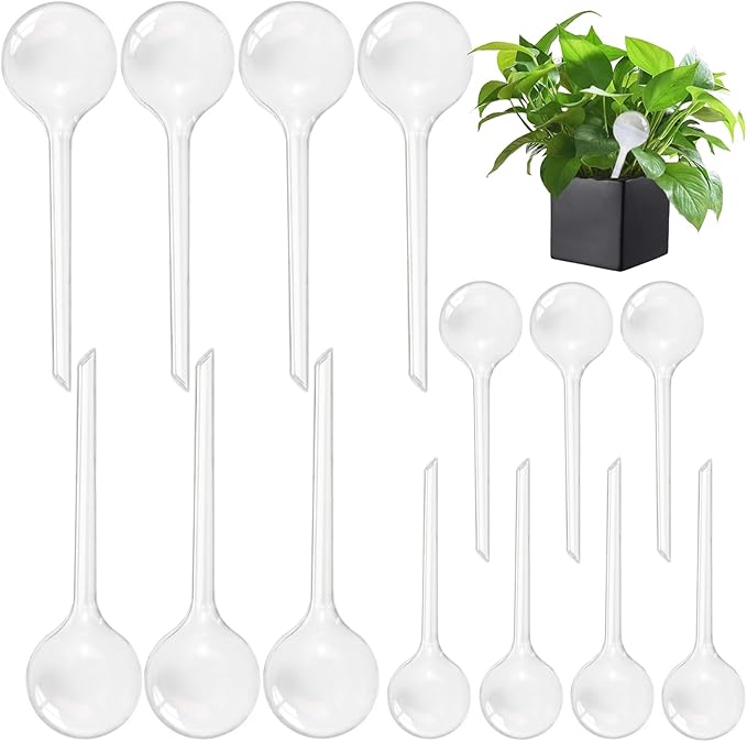 14 PCS Plant Watering Globes,Clear Self-Watering Bulbs,Plastic Automatic Watering Globes for Plant Indoor Outdoor,Garden Water Device -PlantWateringGlobes-