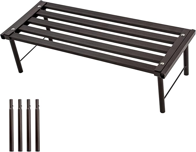 Metal Plant Stand, Rust-proof Aluminum Flower Pot Stand, Heavy Duty Planter Display Shelving for Patio Balcony Garden Living Room Decorative (Ebony, 23.6 Inch) Rootora