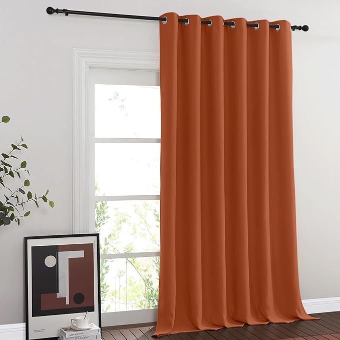 NICETOWN Blackout Room Divider Curtains for Sliding Glass Doors 102 Inches Long 1 Panel, Extra Wide Curtains for Doorway Patio Bedroom Living Room (Burnt Orange, 80Wx102L, 1 Panel) NICETOWN