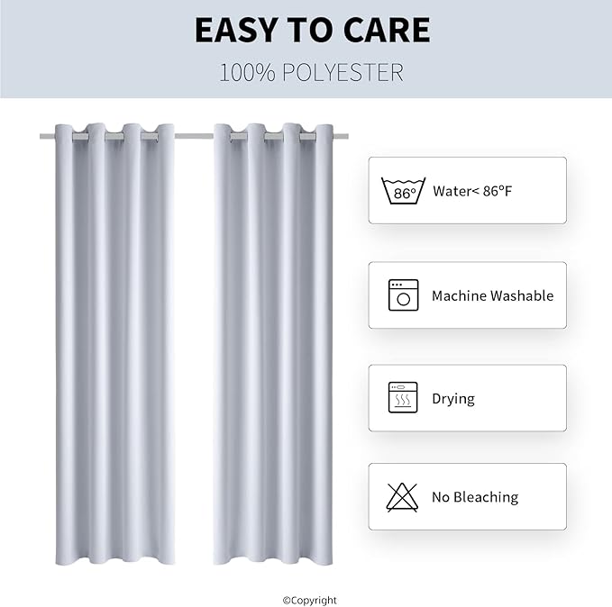 Water Proof Outside Curtains with Grommet Top for Porch, W52 x L120 Thermal Insulated Washable Light Block Outdoor Divider Drapes for Patio Gazebo Deck Pool Area Pergola Cabana (2 Panels) DivaenCamino