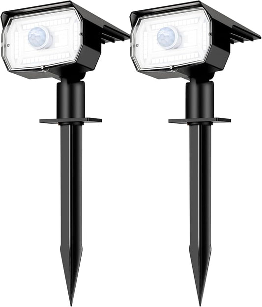 nipify Solar Spot Lights Outdoor Motion Sensor with 3 Modes, Solar Spotlights Outdoor Waterproof 2-in-1 Auto On/Off Landscape Lighting for Outside Yard Wall Garden Pathway, Cool White Nipify