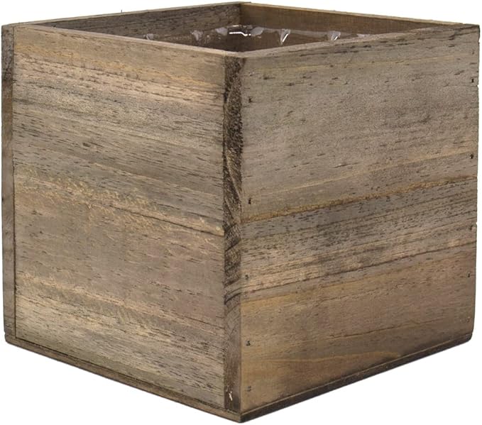 CYS EXCEL Cube Planter Box with Removable Plastic Liner (5"x5"x5")(4 PCS) | Multiple Size Choices Wood Square Planter | Indoor Decorative Window Box CYSEXCEL%C2%AE