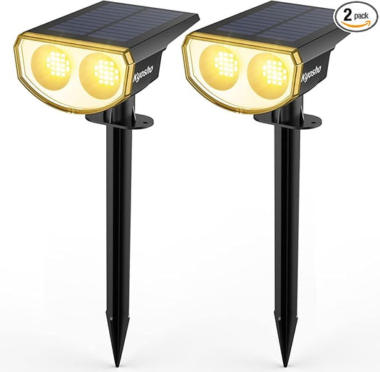 Kyosho Solar Spot Lights Outdoor Warm White, 38 LEDs Solar Landscape Lights IP67 Waterproof, 2-in-1 Outdoor Spotlights Garden Wall Lights with 3 Modes for Tree, Yard, Patio Kyosho