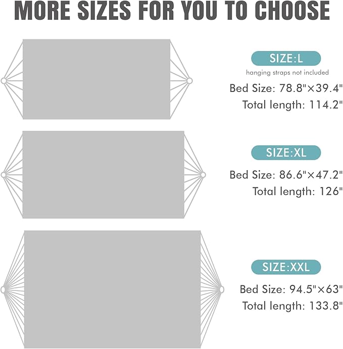 2 Persons Hammock - Portable Camping Bed for Patio, Backyard, Porch, Outdoor and Indoor Use - Soft Cotton Hammock with Carrying Bag INNOSTAGE