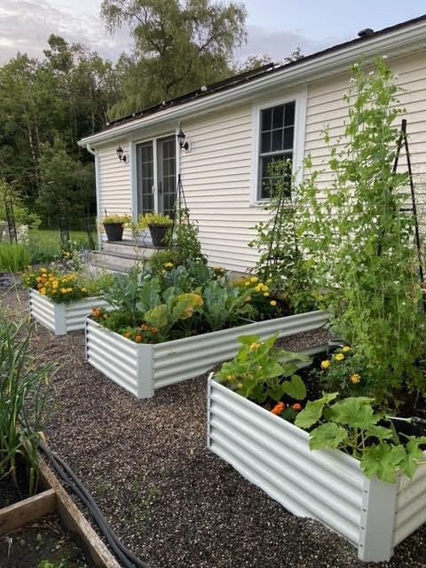 A ANLEOLIFE 8-Pack 8X4X1.5ft & 74x74x18 in Deep Root Galvanized Raised Garden Beds Outdoor for Planting Vegetables Flowers Herb, Antique White AAnleolife