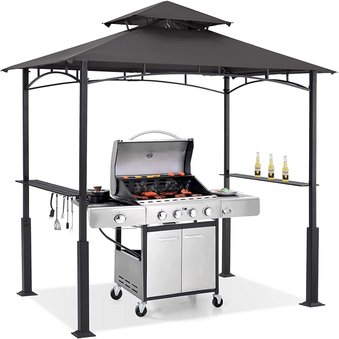 ABCCANOPY 8x5 Grill Gazebo - Outdoor BBQ Canopy Shelter with Led Light for Patio Backyard Grilling (Dark Grey) ABCCANOPY