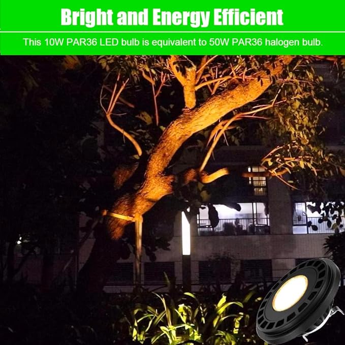 PAR36 LED Landscape Light Bulb 10W, 12V Low Voltage Lighting, Waterproof Spotlight for Outdoor Yard Tree Light, In-Ground Well Light, Warm White 2700K-3000K Makergroup