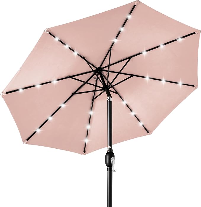 Best Choice Products 10ft Solar Polyester LED Lighted Patio Umbrella w/Tilt Adjustment and UV-Resistant Fabric BestChoiceProducts