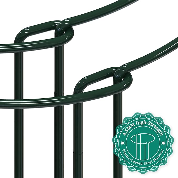 16 Pack 24 inch Plant Support Stakes, Half Round Peony Cage and Support, Adjustable Plant Support Stand with Clips & Twist Tie Garden Stakes for Indoor Outdoor, Heavy Duty Plant Support Ring Linyona