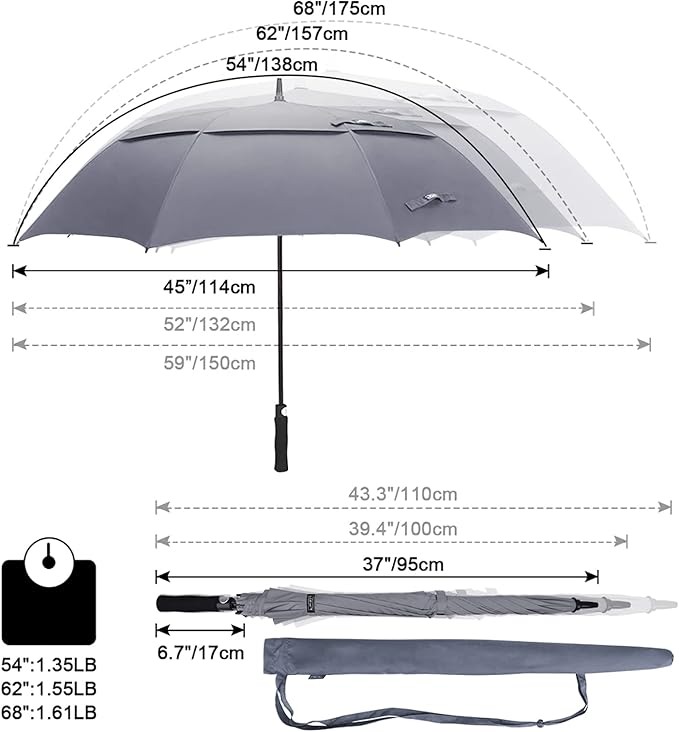 G4Free 47/54/62/68/72 Inch Automatic Open Golf Umbrella Oversize Extra Large Double Canopy Vented Windproof Waterproof Stick Umbrellas G4Free