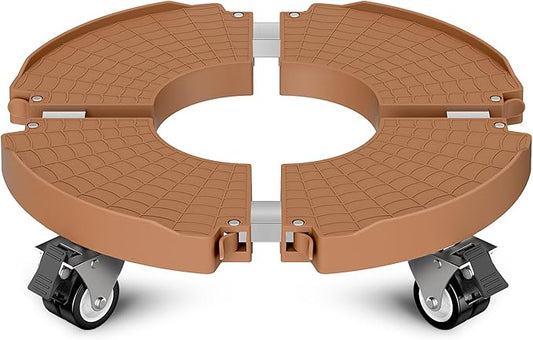 Goovilla Plant Stand with Wheels Heavy Duty, 1Pack Adjustable 15-22 Plant Caddy with Lockable Caster Wheels 440LBS, Rolling Plant Stand/Dolly/Roller for Indoor Outdoor Large Planter, Flower Pot,Khaki Goovilla