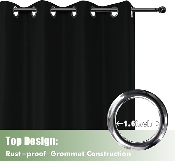 HolidayIdeas Outdoor Curtains for Patio Waterproof, 6 Panels - 54x84 Inches - Weatherproof Privacy Outsides Curtains for Cabana Porch Pergola, Sunlight & UV Blocking (Black, Grommet Top) HolidayIdeas